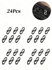 24pcs Backpack Zipper Lock Set, Anti-Theft Zipper Clip Keeps Zipper Closed, Backpack Buckle Alloy Outdoor Camping Multi-Functional S Buckle Metal Buckle Hook - Black - View 1