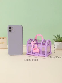 1pc Girls' Makeup Case Jewelry Box Trinket Box Cosmetic Box Coin Purse - Purple - View 4