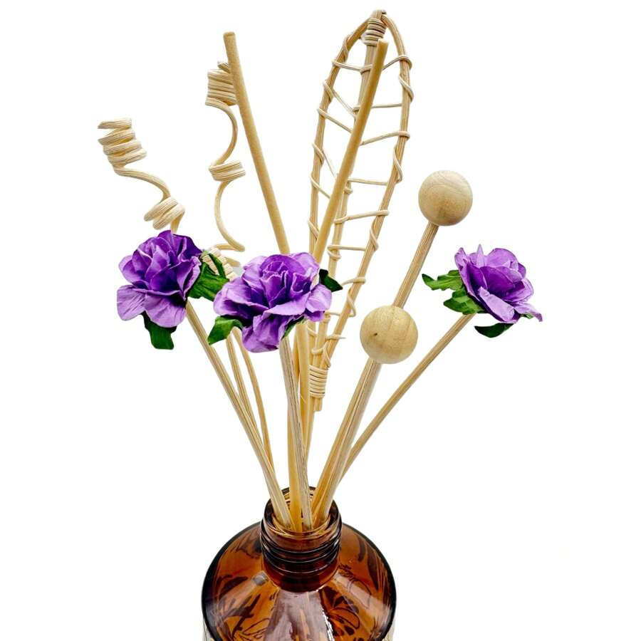 10 件混合风格手工藤条花形藤条，天然染色藤条香薰棒，适用于客厅、卧室、婚礼和节日