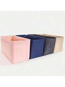 1Pc Multi-Pocket Organizer Insert Bag, Felt Insert Purse Organizer With Zipper,Felt Cloth Zipper Cosmetic Storage Bag, Lightweight Portable Inner Travel Storage Bag, Bag Insert Organizer With Multi-Pockets, Small Handbag Tote Shaper Insert For Shoulder Bag, Bag-In-Bag Organizer - Beige - View 4