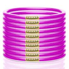 10 件/套柔软硅胶闪光果冻手镯女式 - 闪亮时尚手镯女式 - 彩色 - 查看 2