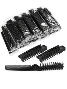 10/3 件散装独立包装折叠梳子，旅行口袋发梳，双头折叠发刷，男女梳子造型工具，黑色，发刷，梳子，美发工具，理发沙龙美发产品及配件，美容旅行必需品