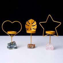 1pc Natural Crystal Gemstone Candle Holder, Aroma Diffuser, Decorative Piece - Multicolor - View 3