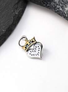 1pc Simple And Unique 925 Sterling Silver Queen Of My Heart Charm DIY Pendant Delicate Jewelry Gift For Women Or Men