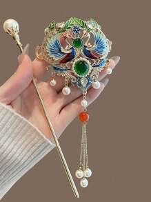 新款中国风凤簪花发簪女日常步摆盘发簪个性发夹旗袍汉服头饰适合女士发饰装饰 - 彩色 - 查看 4