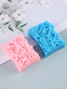 1 pieza Molde de silicona con forma de flor de rosa para hacer velas, molde de decoración artesanal para jabón, piedra, resina epoxi