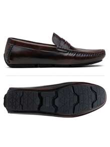 VOSTEY SHOESMORE Men's Brown Loafers Dress Shoes Retro Lightweight Slip On Casual Driving Penny Loafer For Men - AMY3064-棕色 - 查看 8