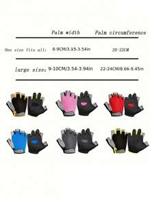 1 Pair Half Finger Mesh Gloves, Knitted Fabric Breathable Anti-Slip Durable For Cycling, Sports, Fitness - Multicolor - View 3