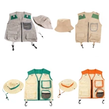 儿童户外探险背心、帽子、角色扮演服装套装，适合角色扮演、舞台表演、节日