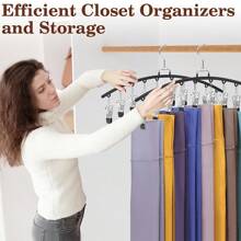 2 Packs Legging Organizer For Closet, Ginyoyo Metal Gym Clothes Organizer With 20 Clips Holds 20 Leggings, Hangers Space Saving, Closet Organizers And Storage, Room Organization Essentials, Black