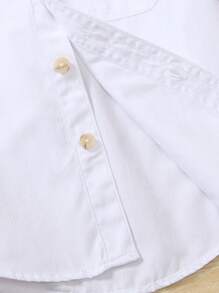 1 Stück Kinder Lässig Hemd mit einzelner Tasche und Blumenkragen, weiß, zum Tragen im Frühling/Sommer, geeignet für Strand, Freizeitpartys, Geburtstagsfeiern, Ansprachen junger Gastgeber