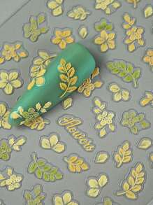 Yellow Textured Flower Print Embossed Nail Stickers, Nail Decorations, Scrapbooking Stickers, Nail Art