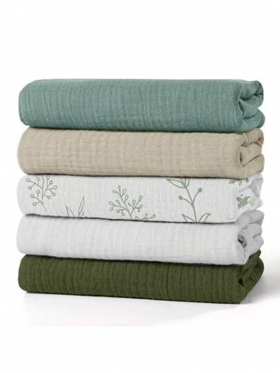 GLLQUEN BABY Baby Swaddle Blankets, Neutral Burp Cloths Receiving Blanket Swaddling For Newborn Boys And Girls, 5 Packs Breathable And Skin-Friendly Swaddle Wrap For Infant Baby, Oeko-Tex Certificated