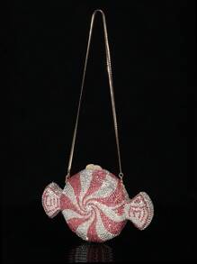 1pc Glittery Fries-Shaped Wallet, Elegant Party Handbag, Luxury Women's Crystal Handbag, Bridal Bag, Fashionable Lipstick & Perfume Handbag, Gorgeous Crystal-Studded Handbag, All Handmade Metal & Diamond Handbags, Suitable For High-End Women To Attend Parties, Cocktails, Weddings, Gatherings And Banquets