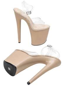 WUXIN H&P Women's 8 In Platform Sandal Heels With Ankle-Strap, Sexy Pole Dance High Heel, 20 Cm Exotic Dancer Shoes Stiletto - Màu be - Xem 5