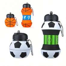 1 pieza Vaso de agua plegable y portátil con forma de pelota deportiva y gancho de mosquetón - Multicolor - Ver 5