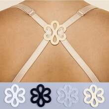 3pcs Flower Shaped Bra Strap Clips, Invisible Anti-Slip Bra Strap Holders Women's Undergarment Accessories Invisible Slip-Proof Bra Strap Buckle For Lingerie - Crossback Straps, Transparent Buckle, Anti-Slip,Random Color And Style Summer Cooling,Beach,Travel