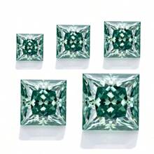1 qt 5,5x5,5 mm Piedra de moissanita de corte princesa de 1 pieza/2 piezas/5 piezas al por mayor, claridad VVS1, color verde y azul nuevo, para la fabricación de joyas y engastado de gemas