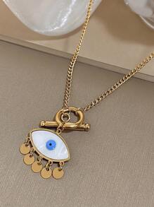 1 件金色邪眼项链女士不锈钢链项链日常派对珠宝礼物母亲节 - 彩色 - 查看 4