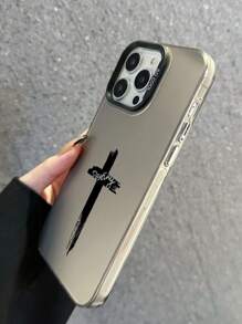 1pc Minimalistisch Zwart Kruis Holografisch Zacht Telefoonhoesje, Compatibel met iPhone 11/12/13/14/15/16 Pro Max