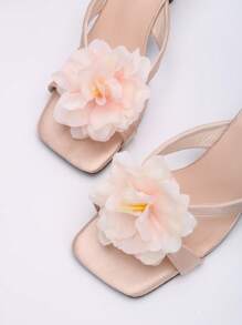 1 双（2 件）可拆卸 DIY 鞋配件时尚优雅仿牡丹花装饰适用于高跟鞋、凉鞋、浅口鞋、新娘婚鞋、派对鞋，白色/粉色/银色' - 香檳色 - 查看 2