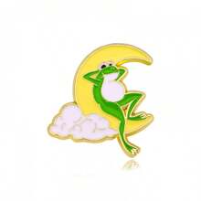 Creative Cartoon Frog Moon Appreciation Selfie Ghost Frog Brooch Adorkable Exquisite Small Gift Badge - CZ0470-2 - View 5