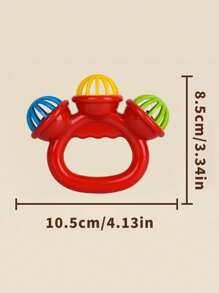 1pc Children's Educational Rattle Shaker Toy, 3-Headed Rattle Toy, Grasp Toy For 0-3-6-12 Months, 1 Year Old, For Boys & Girls