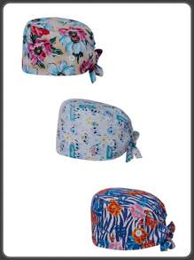 Working Cap Scrub Caps For Women, Nurse Hat Women Ponytail, Scrub Hats With Sweatband Buttons Adjustable Nurse Caps,Adjustable Working Caps With Button & Sweatband, Women Ponytail Pouch Hats - Multicolor - View 2