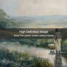 1 件无框耶稣与羔羊风景海报墙艺术帆布印刷简约基督教艺术美学装饰复古绘画适用于宿舍、公寓、客厅、卧室、现代家居装饰 - 彩色 - 查看 5