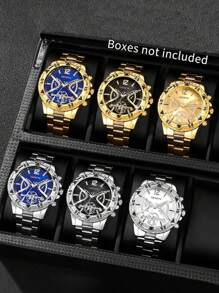 6pcs/Set Stylish Quartz Watches For Men - Perfect For Halloween, Christmas, Thanksgiving, Valentine's Day - Ideal Gift For Boyfriend Or Family