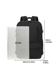 Multi-Functional Backpack With USB Port, Large Capacity Backpack For Travel, Outdoor, Camping, Laptop, Durable Nylon Minimalist Stylish Backpack For College/Business Travel Essential - Black - View 5