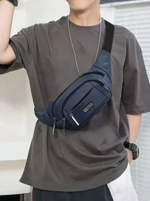 1pc Large-Capacity Men's Stylish Waterproof Waist Bag, Multi-Functional, Wear-Resistant, Multi-Compartment Waist Bag, With Adjustable Strap, Zipper Closure, Perfect For Sports, Fitness, Travel, Business And Daily Commute