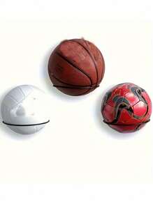 Soporte de pared para balones Soporte de exhibición de balones montado en la pared Soporte multiusos montado en la pared para baloncesto, fútbol, voleibol, fútbol americano y rugby - Regalo para el padre, estantería para balones que ahorra espacio para el hogar - Negro - Ver 6