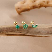 3 件装 18K 镀金不锈钢耳屏软骨穿孔耳环套装 女式耳屏耳钉时尚珠宝 - 3pcs Earrings set - 查看 5