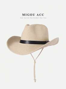 1pc Fashionable Unisex Panama Style Hat, Versatile For Spring/Summer Outdoor, Beach, Travel, Sun Protection, Suitable For Hiking, Vintage, Cowboy, And More