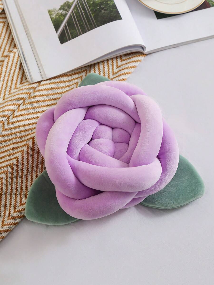 1pc Artificial Rose Flower Decorative Throw Pillow, Suitable For Decorating Living Room, Bedroom, Outdoor, Spring Gift For Family And Friends, Multiple Colors Available - Purple - View 1