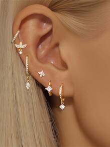 Juego de 3 pendientes asimétricos de plata de ley 925 con respaldo plano para cartílago y hélix, joyería fina para uso diario, bodas, fiestas, compromisos, aniversarios y San Valentín
