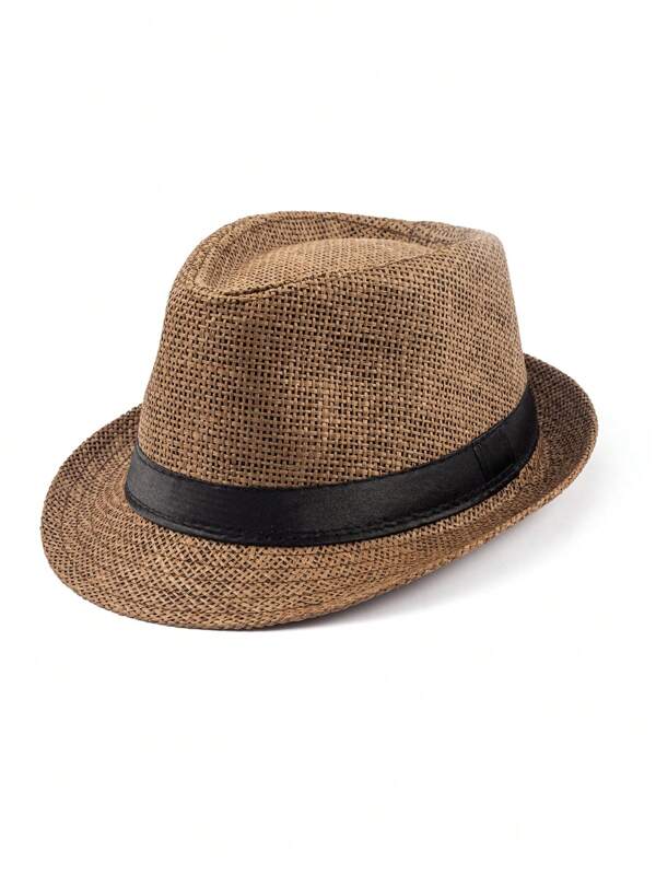 1 Stück lässiger vintage Strohflechtenhut, Urlaubsstrand Sonnenschutz-Hut, modisch & vielseitig für Herren & Damen, Frühling/Sommer/Herbst