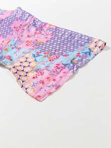 Acelitt Women's Bohemian Style Polka Dot Print Batwing Sleeve Loose Casual Kimono Jacket, Suitable For Travel, Beach, Vacation In Summer - Purple - View 8