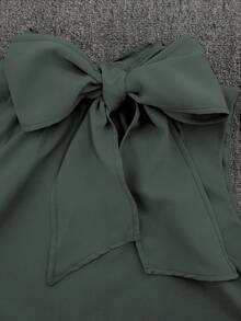 Elegant Sleeveless Tie Neck Design Versatile Summer Top - Grey - View 4