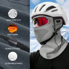 Pasamontañas para motociclismo,áscara de esquí de invierno para hombres y mujeres, pasamontañas de cabeza completa de alta elasticidad debajo del casco para clima frío OI70 - BLANCO - Ver 3