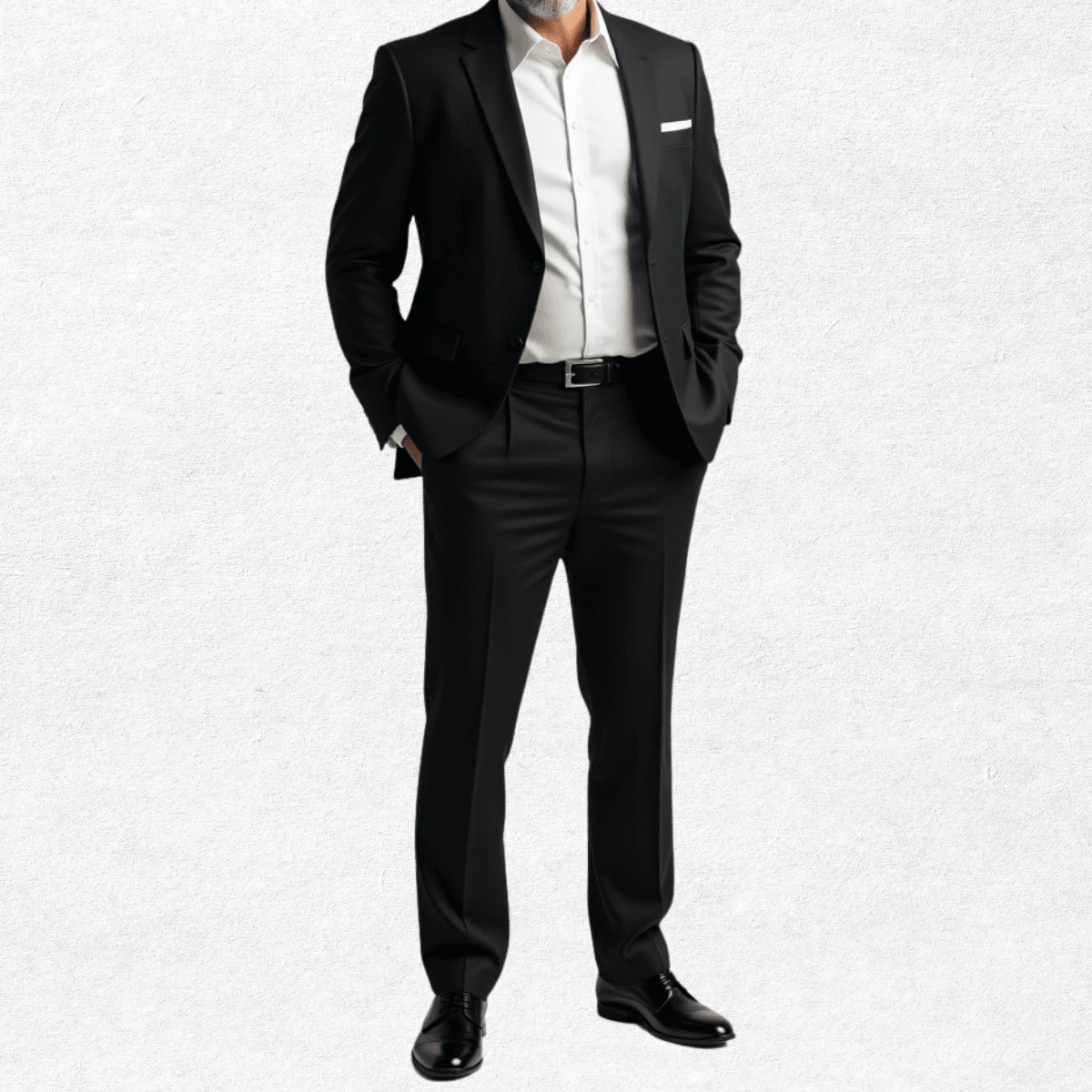 Slim Fit Winter Business Suit (Pants + Blazer) - 黑色 - 查看 1