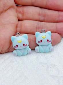 7PCS Cartoon Cute Animal Cat Pendant Resin Jewelry Making DIY Earrings Keychain Phone Necklace Discovered - A - View 4