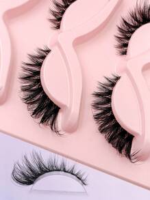 Asiteo 5 Pairs Upgraded Fluffy Cat Eye False Eyelashes, Faux Mink Lashes, Natural Curly & Fluttery, Dense & Realistic, Elongating Lash, Soft & Transparent Band - 眼尾拉長款 - 查看 8