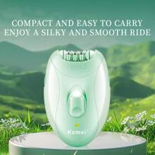 Kemei KM-6037 女士无痛面部脱毛器，包含 3 个附件，无线面部脱毛器带 LED 灯，可充电面部剃毛器，USB 充电 - 彩色 - 查看 8