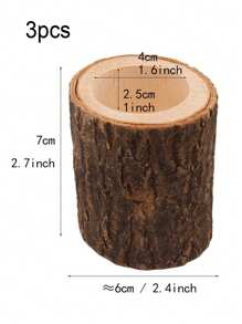3/6 件装未加工天然木质乡村茶灯烛台，适合桌面装饰，可作为生日毕业礼物送给妈妈 - 彩色 - 查看 18