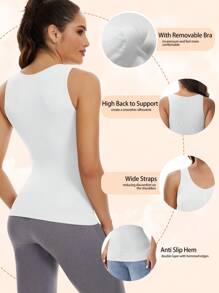 Shapewear Camisoles With Built In Bra Tummy Control Compression Tank Tops For Women Body Shaper Padded Tanks - White - View 3