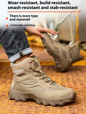 透气防护工作鞋男士钢头安全鞋，适合运动休闲穿着，四季防护