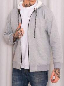 MEN'S PLUS SIZE MOTETOM G1 G2 G3 LARGE WITH ZIPPER AND HOOD COLD COLD SHIRT - Xám - Xem 1