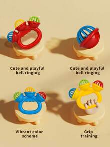 1pc Children's Educational Rattle Shaker Toy, 3-Headed Rattle Toy, Grasp Toy For 0-3-6-12 Months, 1 Year Old, For Boys & Girls